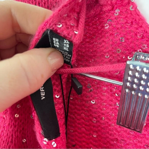 2/$30 Vero Moda Pink Sweater Dress w/ silver sequin size XL NWT - Picture 9 of 12